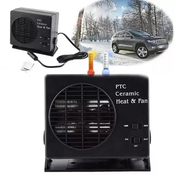 BowLift | 12V Ceramic Car Heater | 150W-300W Portable Fan with Automatic Thermostat for Winter Use in Vehicles