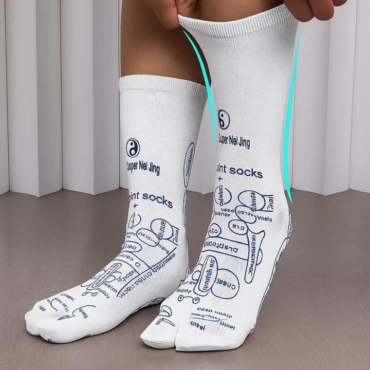 ReflexEase | Reflexology Socks – Printed Map & Tool – Breathable Split‑Toe Fabric – Home Stress Relief & Foot Fatigue Recovery Bowlift