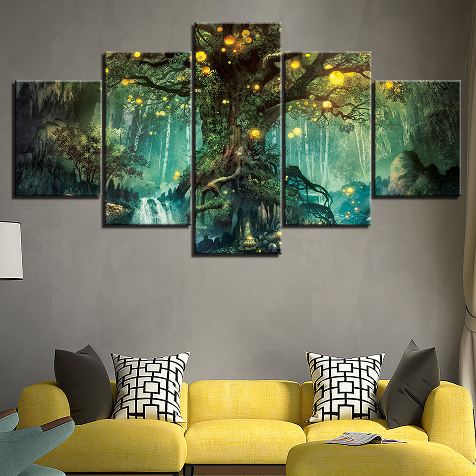 Magic Forest Trunk 5 Piece - Canvas Wall Art Painting | Bowlift