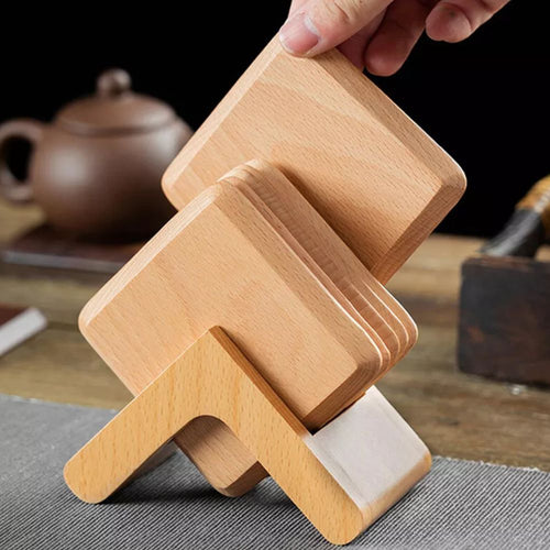 BowLift | Sleek Stack Wooden Coaster Set | 6pcs