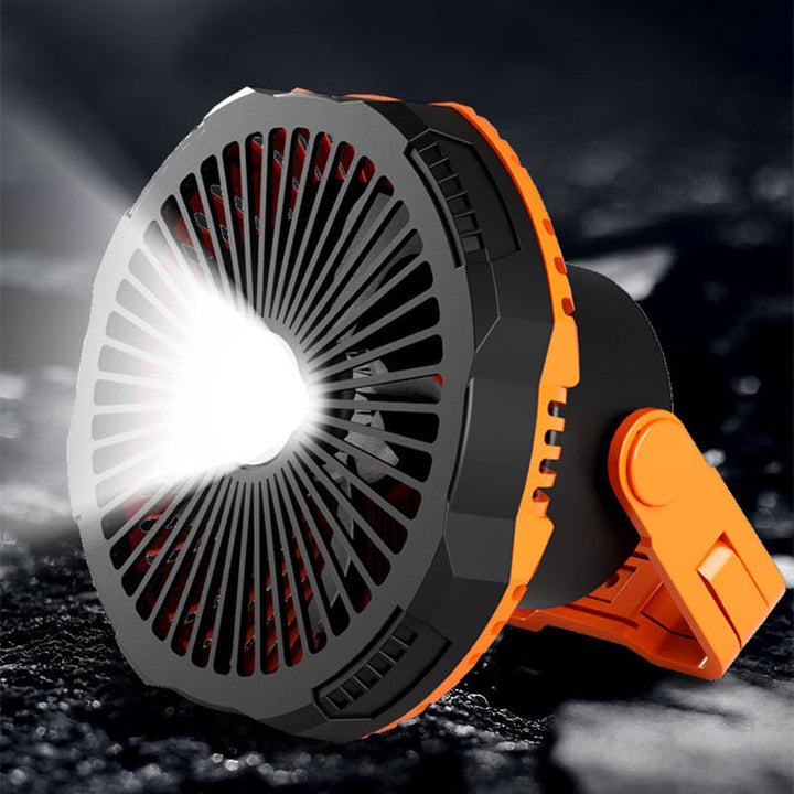 Portable camping fan with LED light | Bowlift