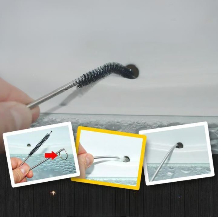BowLift | Refrigerator Drain Cleaning Kit | Flexible Brush & Spray Tool | Stainless Steel & Nylon