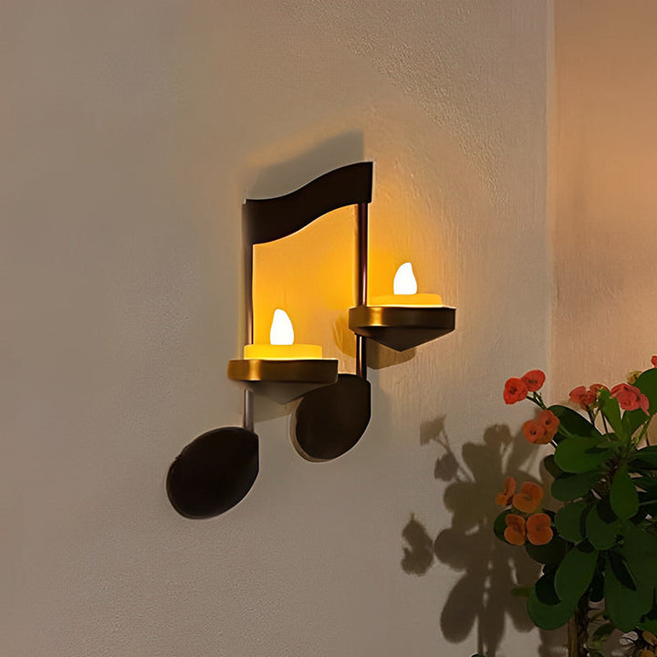 Black Music Note Wall Light Bowlift