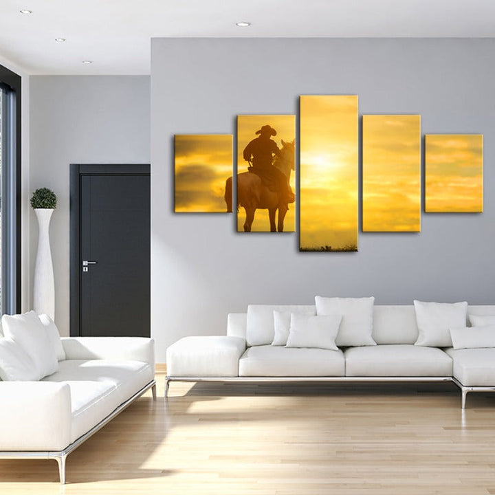 5 Piece A Cowboy And His Steed - Canvas Wall Art Painting | Bowlift