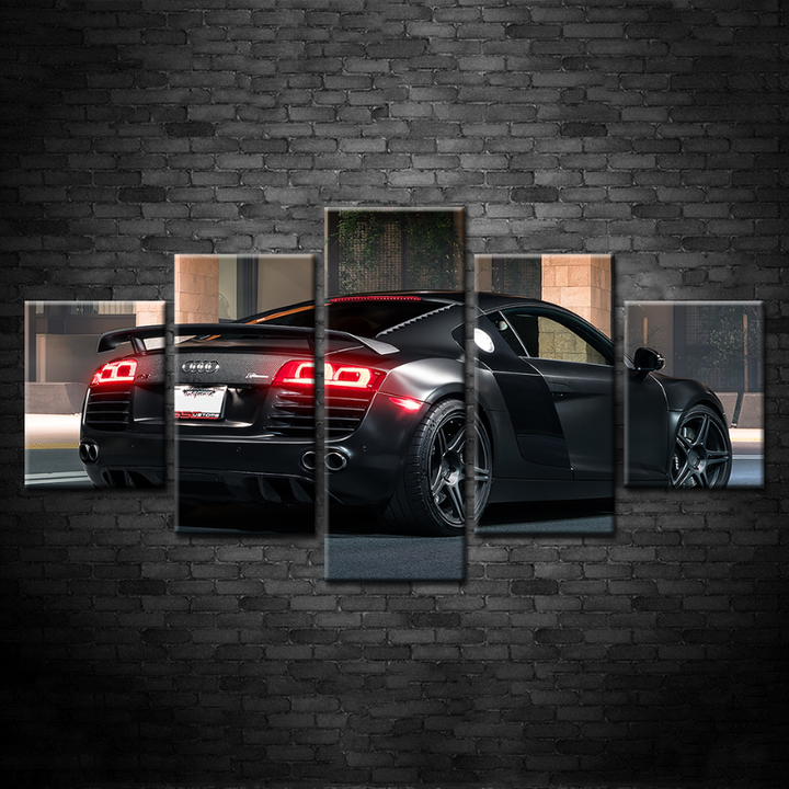 5 Piece Back Close Up Black Metallic Car - Canvas Wall Art Painting | Bowlift