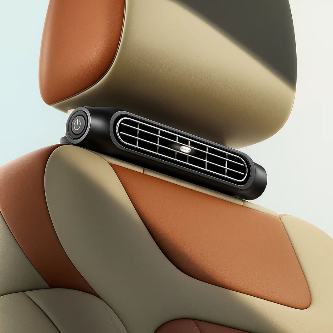 CoolDrive | USB Car Seat Cooling Fan – Adjustable 3‑Speed – Quiet USB‑Powered – Velcro Headrest Clip for Drivers Passengers Pets Bowlift