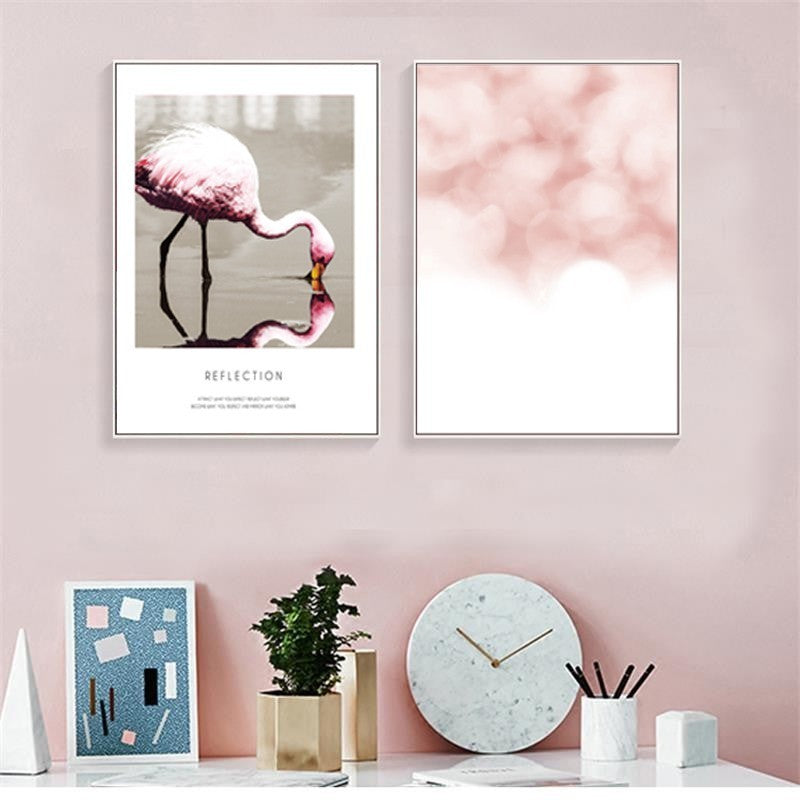 Flamingo Reflection - Canvas Wall Art Painting | Bowlift