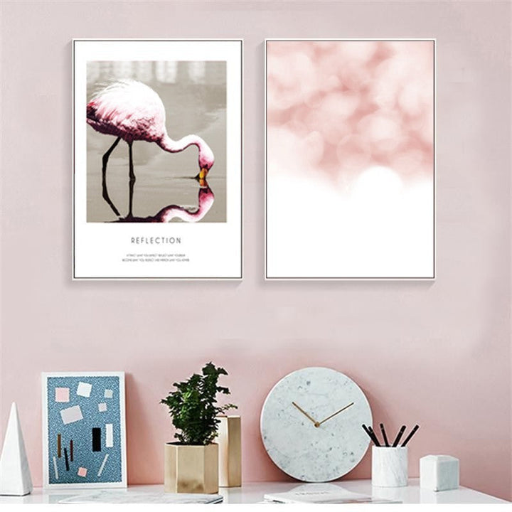 Flamingo Reflection - Canvas Wall Art Painting | Bowlift