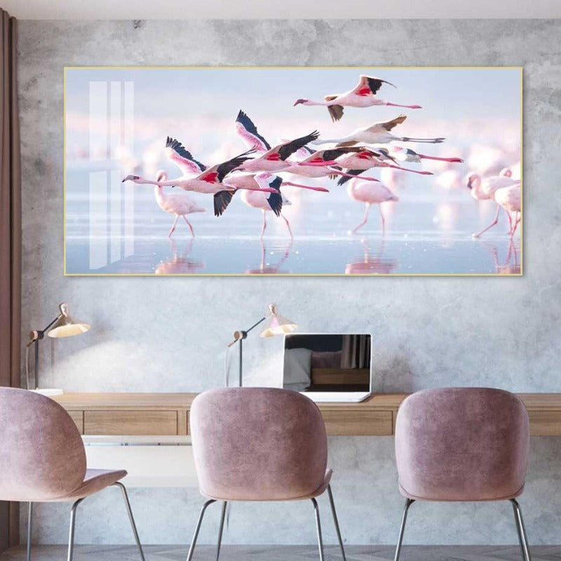Beautiful Flamingo In Lake - Canvas Wall Art Painting | Bowlift