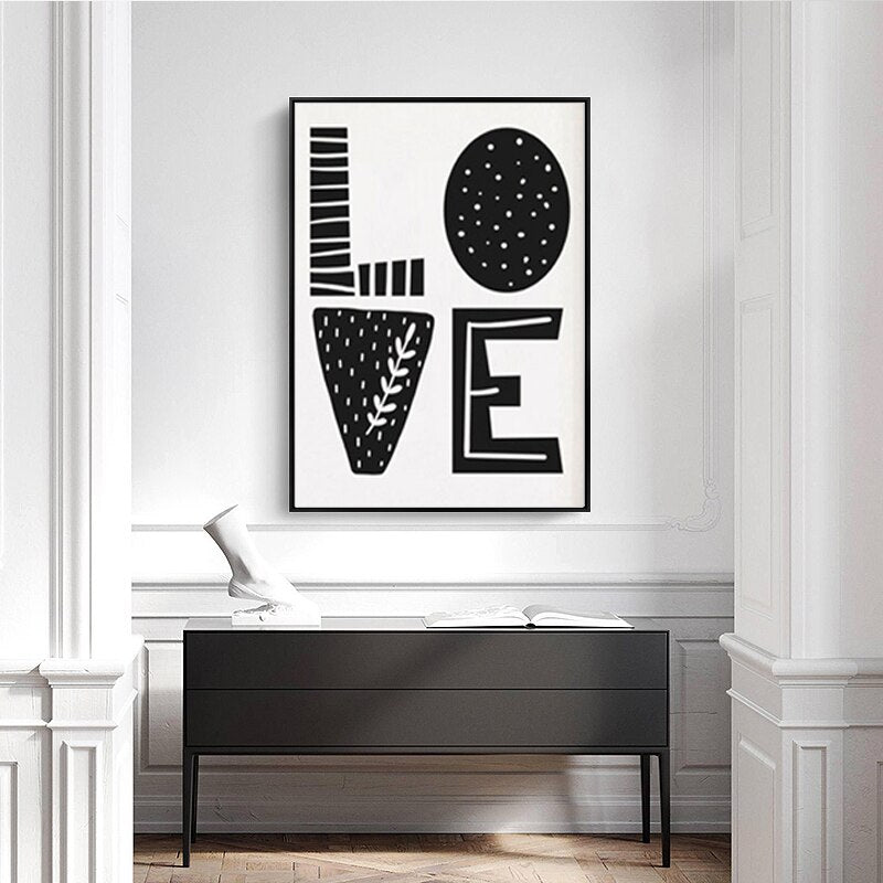 Modern Cartoon Love Read Nursery Letters - Canvas Wall Art Painting | Bowlift