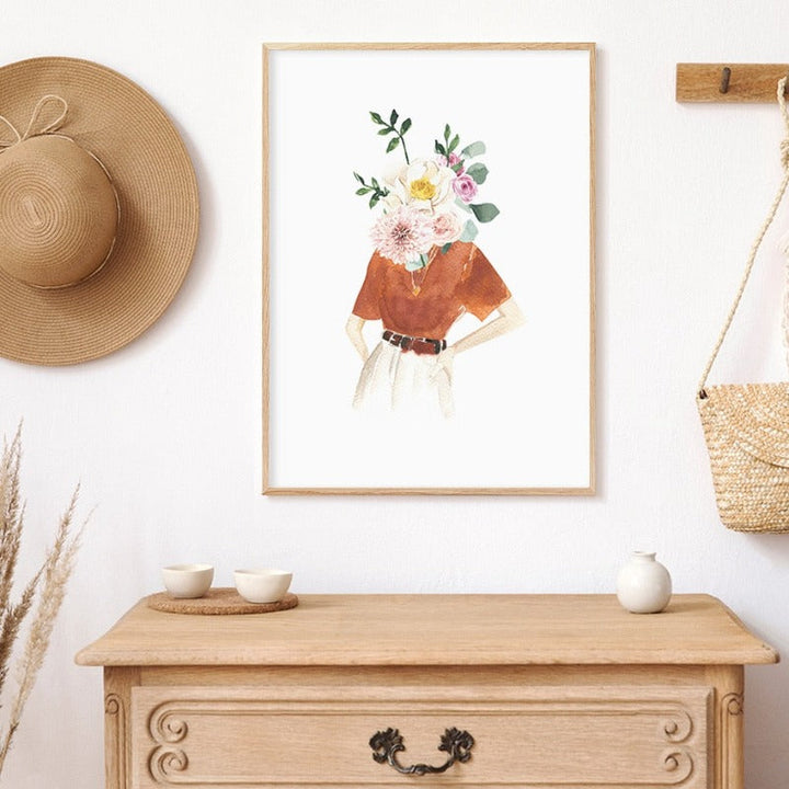 Pink Trendy Woman Print Feminine Fashion - Canvas Wall Art Painting | Bowlift