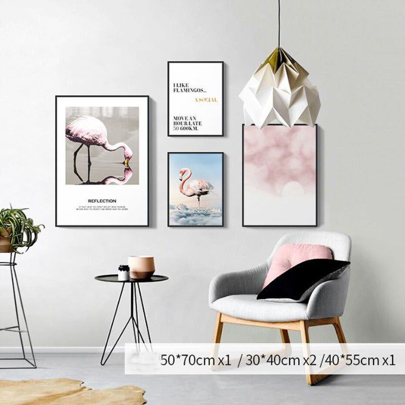 Flamingo In Landscape - Canvas Wall Art Painting | Bowlift