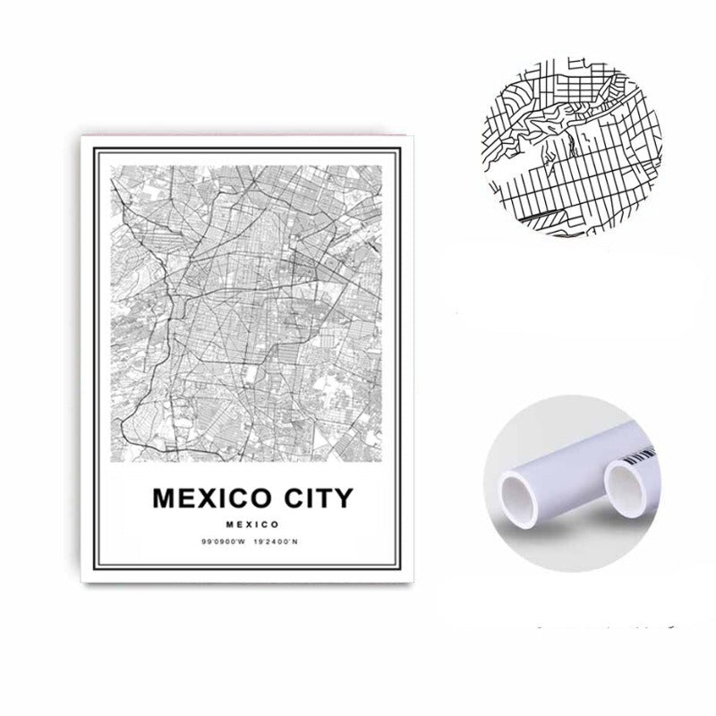 Mexico City Map Mexico Prints Art - Canvas Wall Art Painting | Bowlift