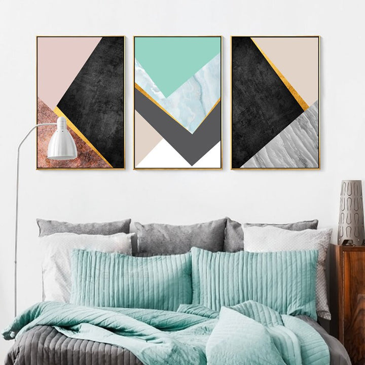 Geometric Fashion Triangles - Canvas Wall Art Painting | Bowlift