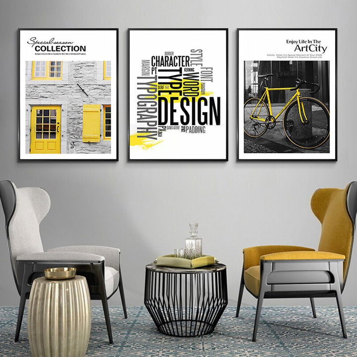 Modern Yellow City Life Landscape Paintings - Canvas Wall Art Painting | Bowlift