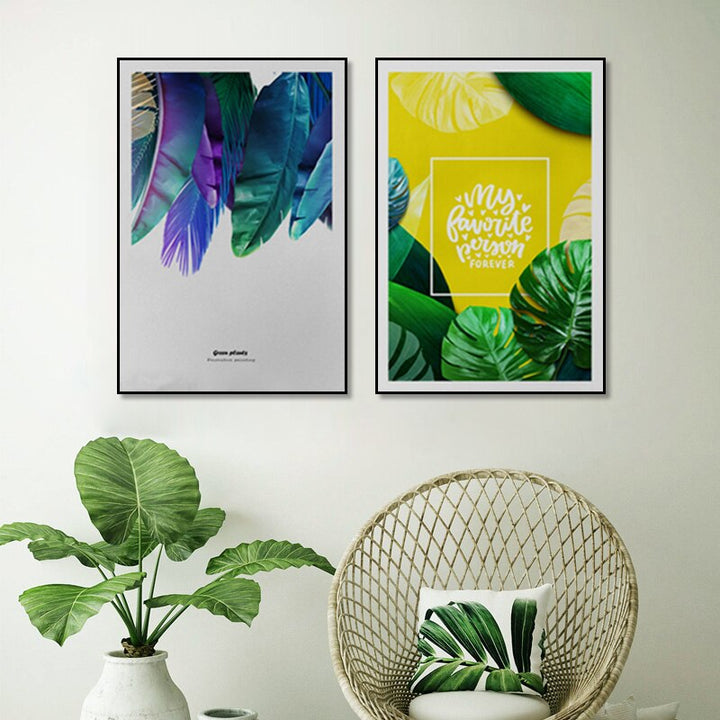 Green Plants Leaves Colorful - Canvas Wall Art Painting | Bowlift