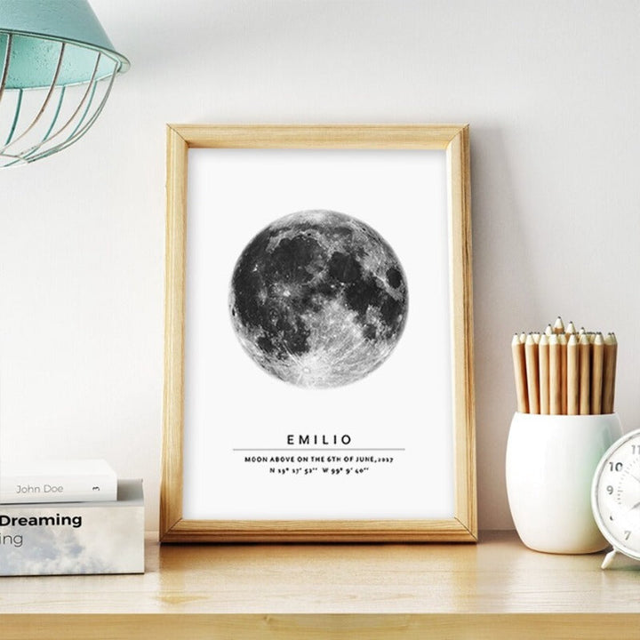Personalized Moon Phase With Date - Canvas Wall Art Painting | Bowlift