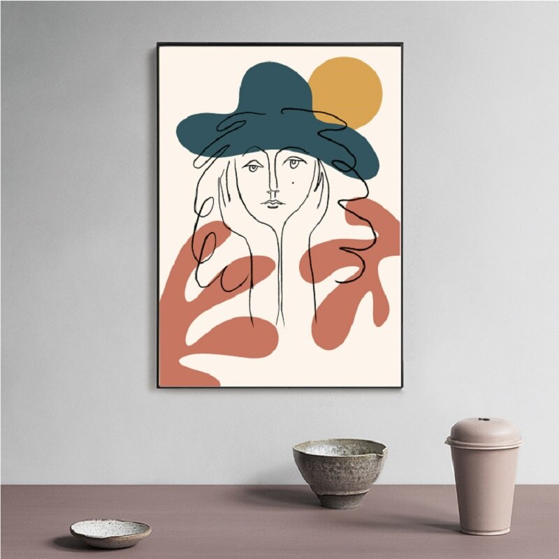 Scandinavia Abstract Figure Plants Pictures Wall Art - Canvas Wall Art Painting | Bowlift