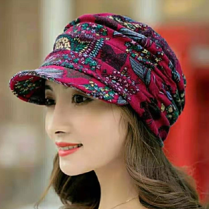 BowLift | Floral Pleated Short Brim Cap