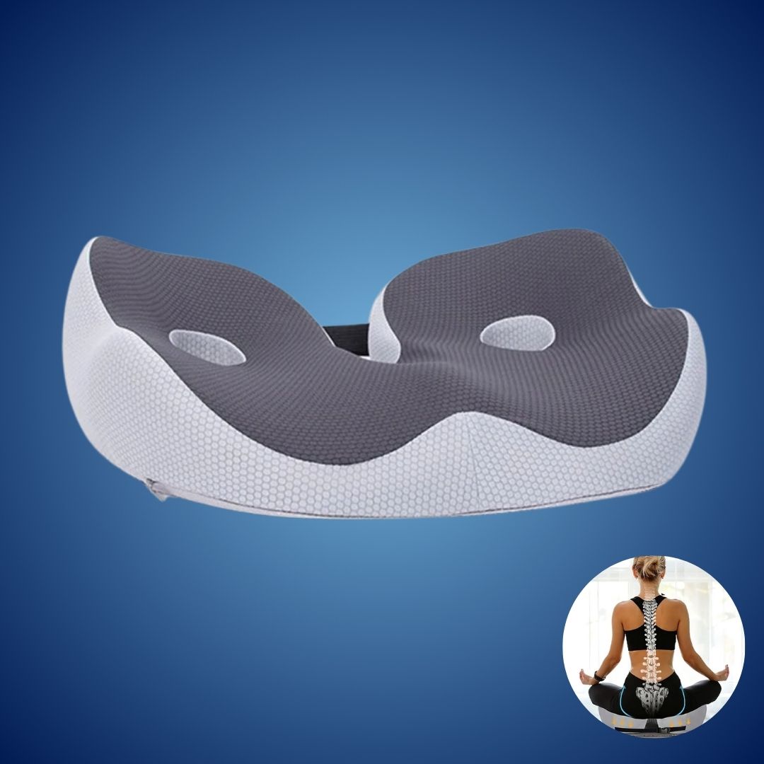 SitSmart Adjustable Memory Foam Sit Bone Relief | Seat Cushion for Tailbone Pressure Pain - Posture Support in Office Chairs Bowlift