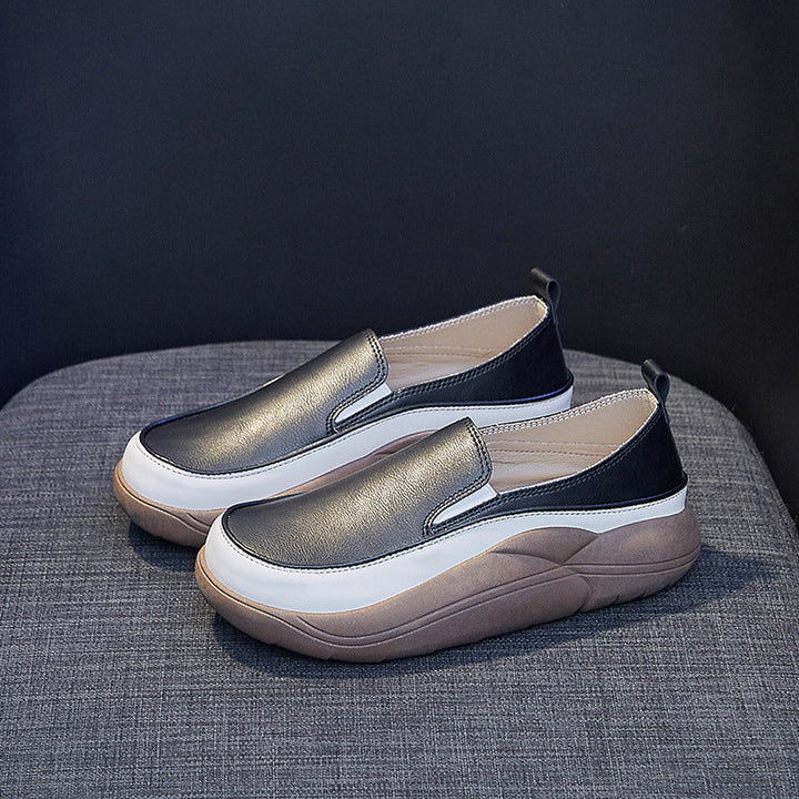 BowLift | Thick Sole Low Cut Leather Shoes