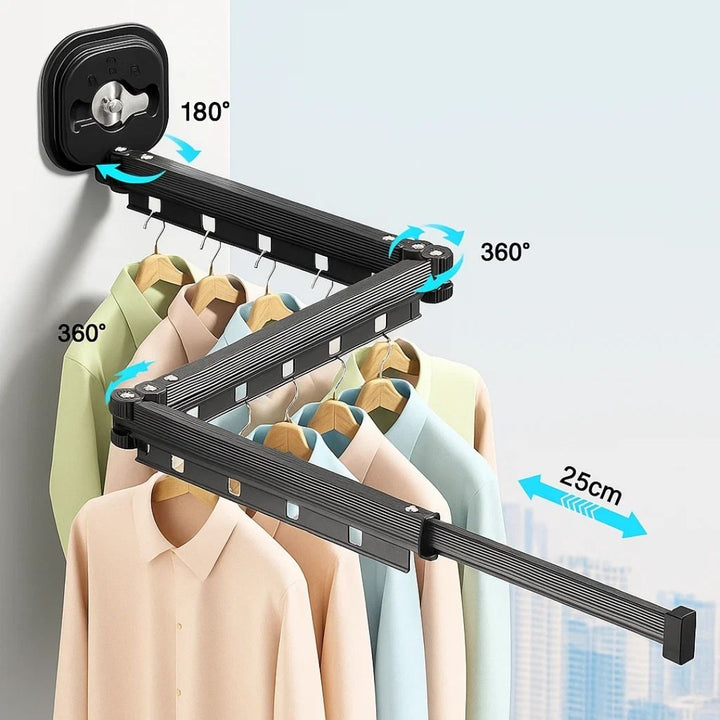 SpaceEase | Folding Clothes Hanger – Retractable Wall-Mounted Rack – Stainless Steel – Ideal for Small Spaces Bowlift
