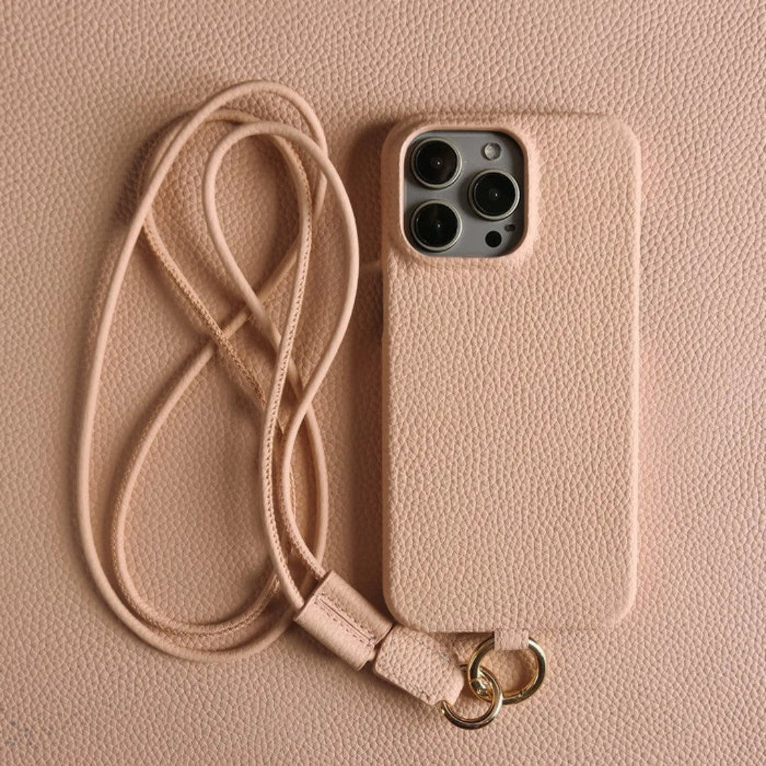 Genuine Leather Phone Case with Crossbody Strap