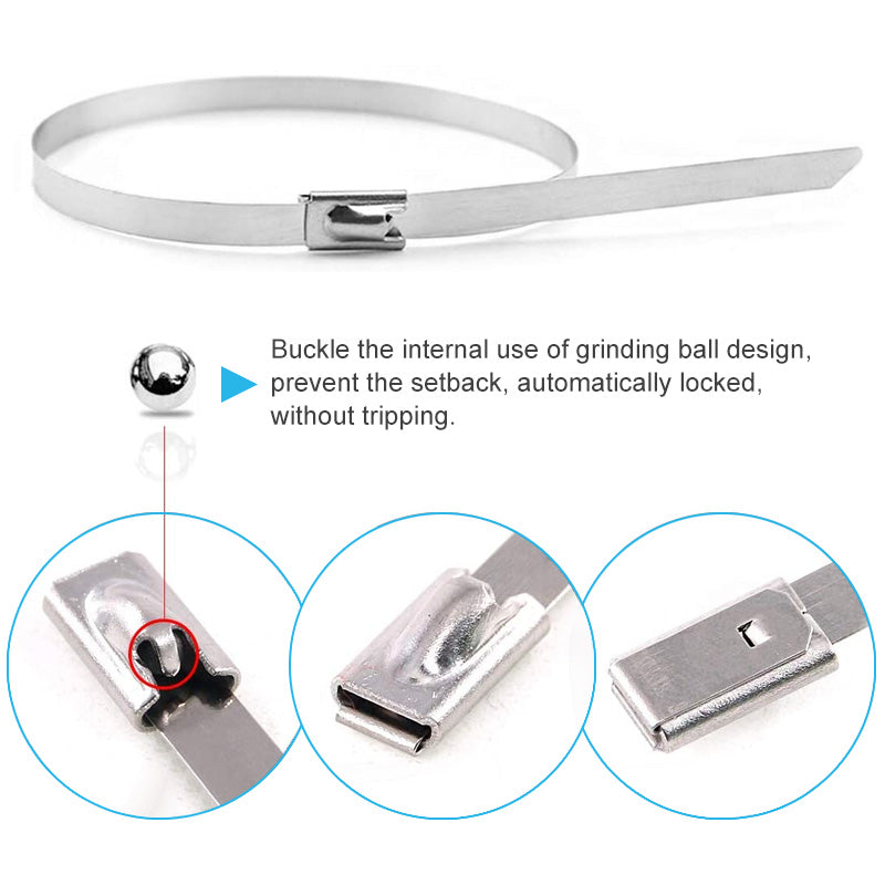 BowLift | Multi-Purpose Locking Cable Metal Zip Ties (100 PCs)
