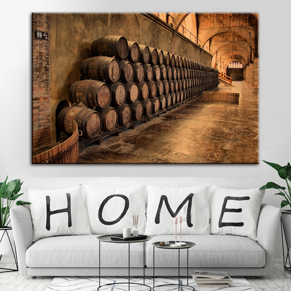 Rustic Barrels - Canvas Wall Art Painting | Bowlift