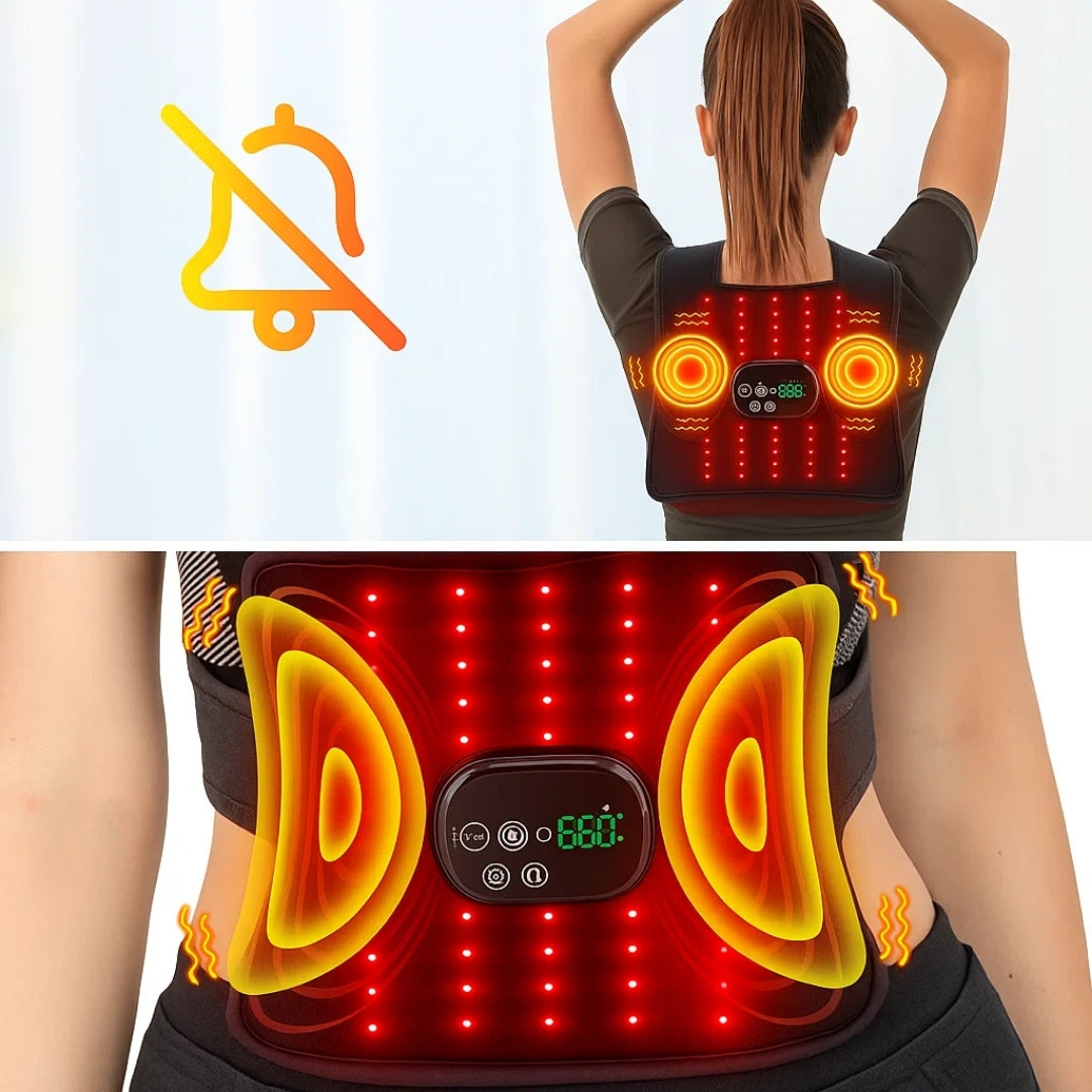 Red Light Therapy & Vibration – Rechargeable Heated Wrap – Eases Back Pain, Stiffness & Muscle Aches Bowlift