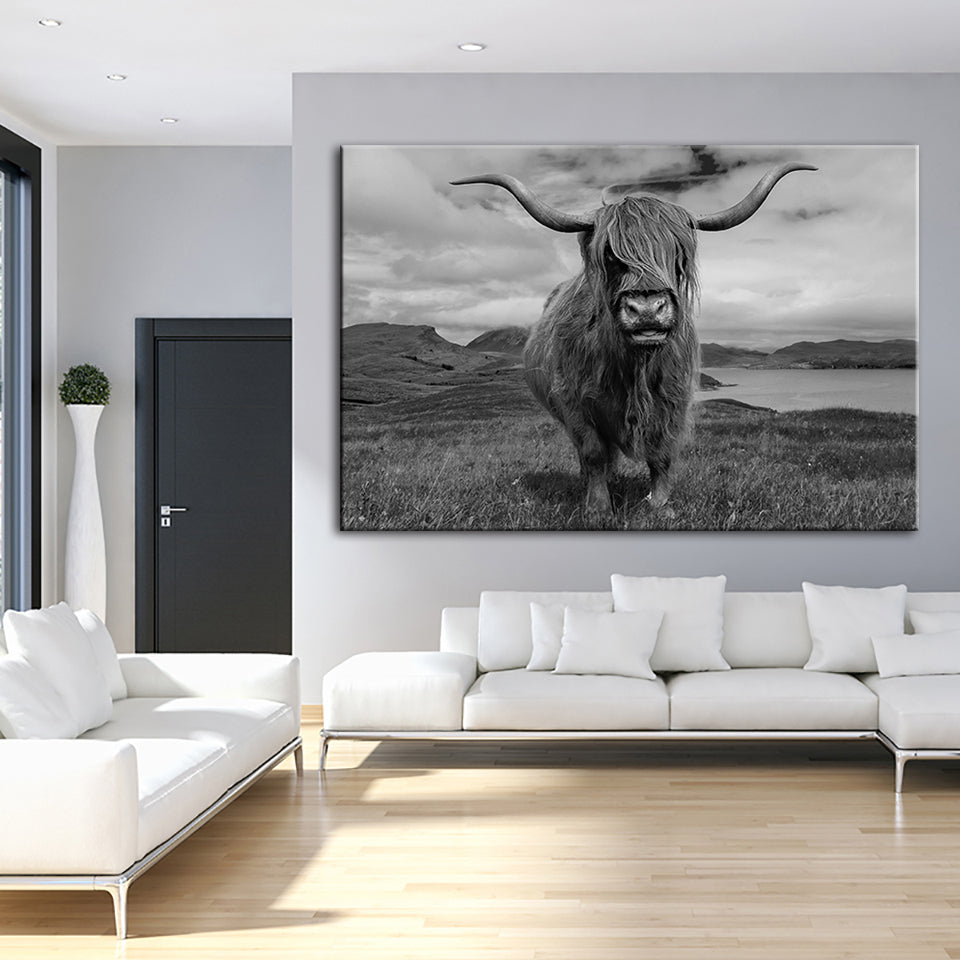 Black And White Cow - Canvas Wall Art Painting | Bowlift