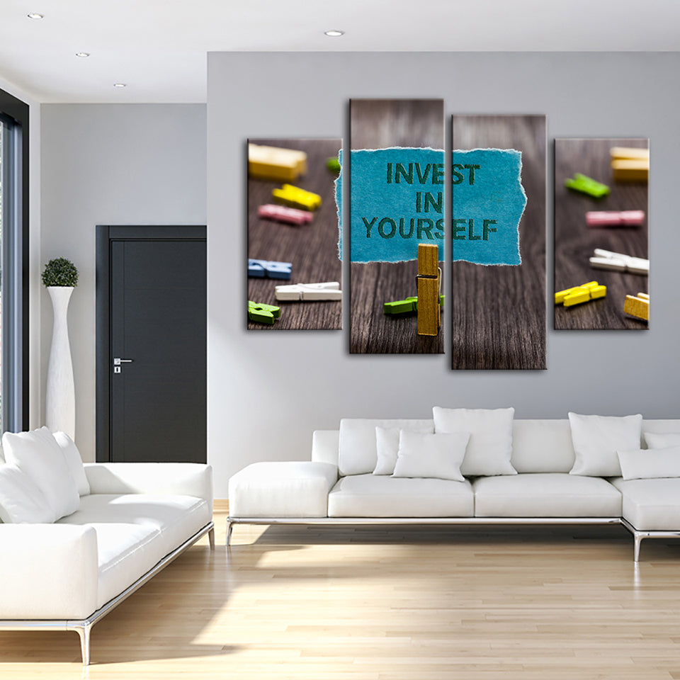 Invest In Yourself 4 Piece - Canvas Wall Art Painting | Bowlift