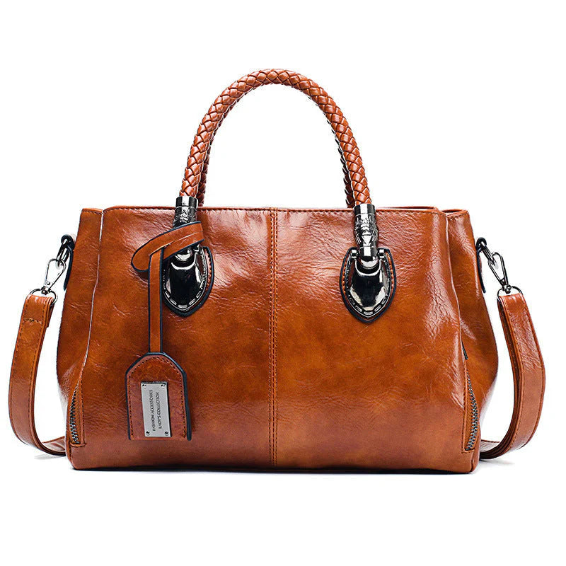 BowLift | New oil wax leather handbags Boston soft leather large tote bag