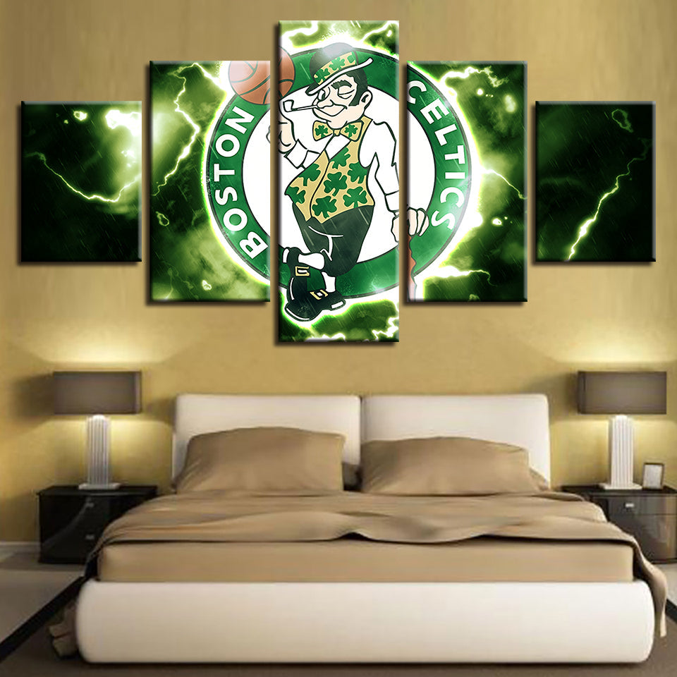 Electrifying Boston Celtics 5 Piece - Canvas Wall Art Painting | Bowlift