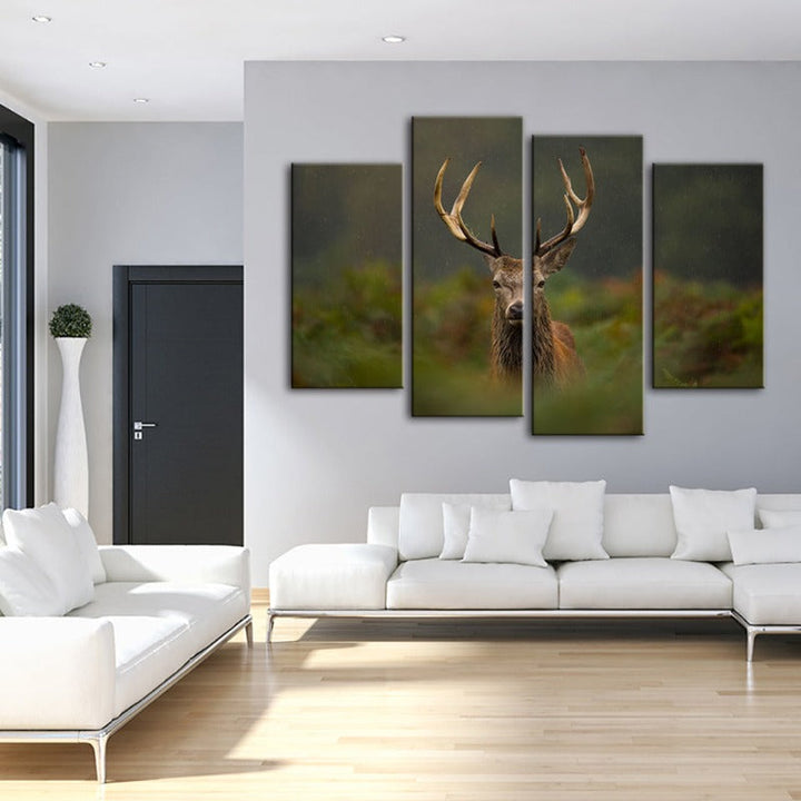 4 Piece Curios Deer Amongst Ferns - Canvas Wall Art Painting | Bowlift