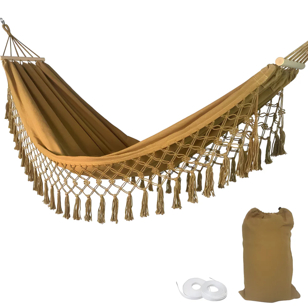 BowLift | Velri Premium Hammock with Wooden Spreader Bars – Indoor & Outdoor Comfort
