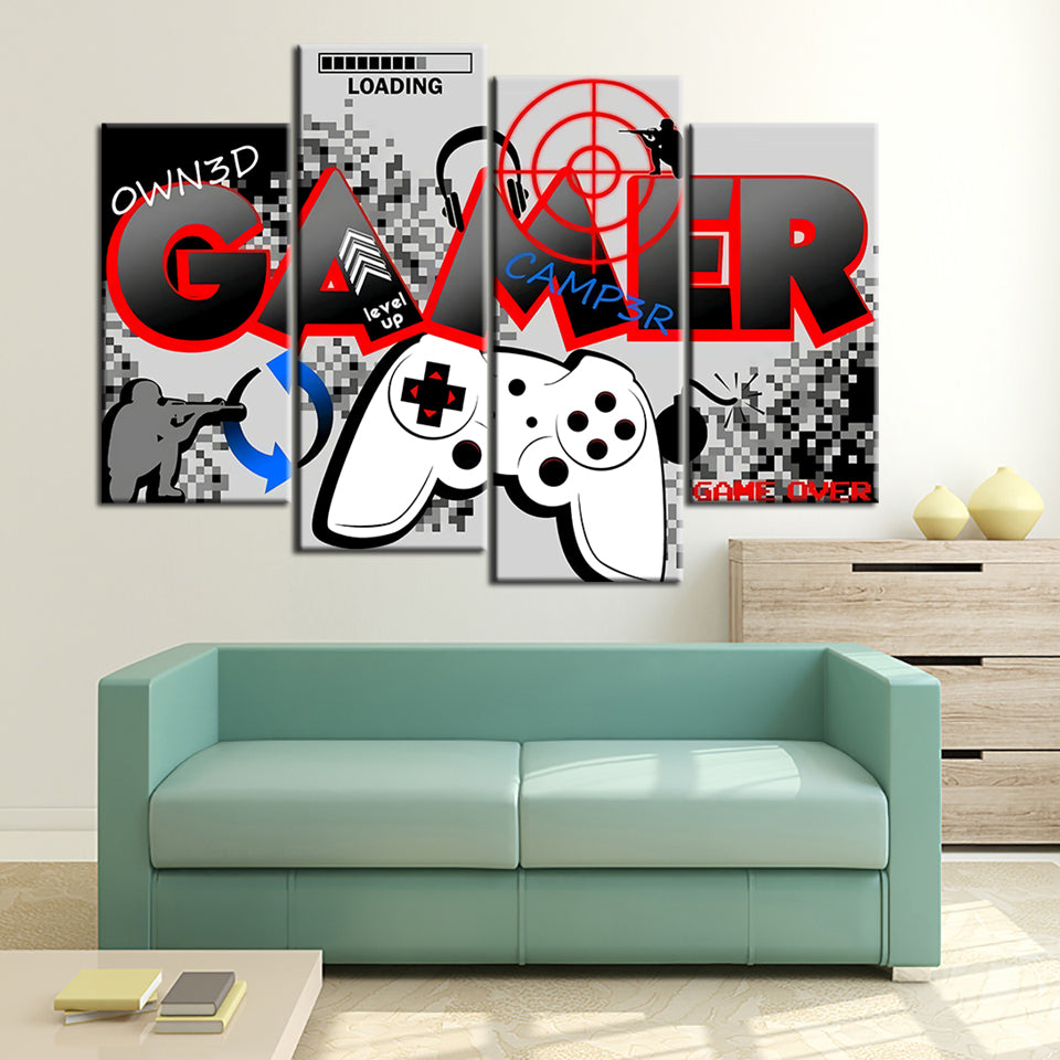 Gamer Board 4 Piece - Canvas Wall Art Painting | Bowlift
