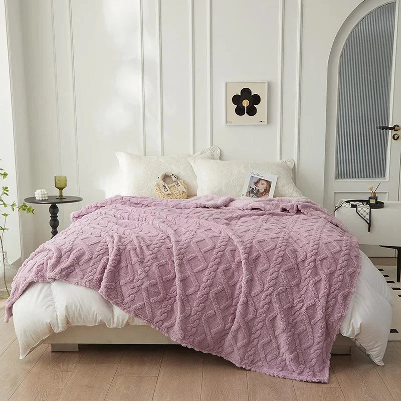 BowLift | Reversible Thick Lambswool Blanket - CozyLuxe