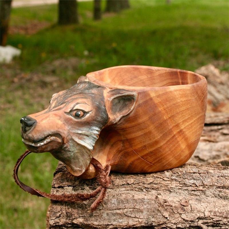 BowLift | Hand-carved Animal Head Wooden Cup