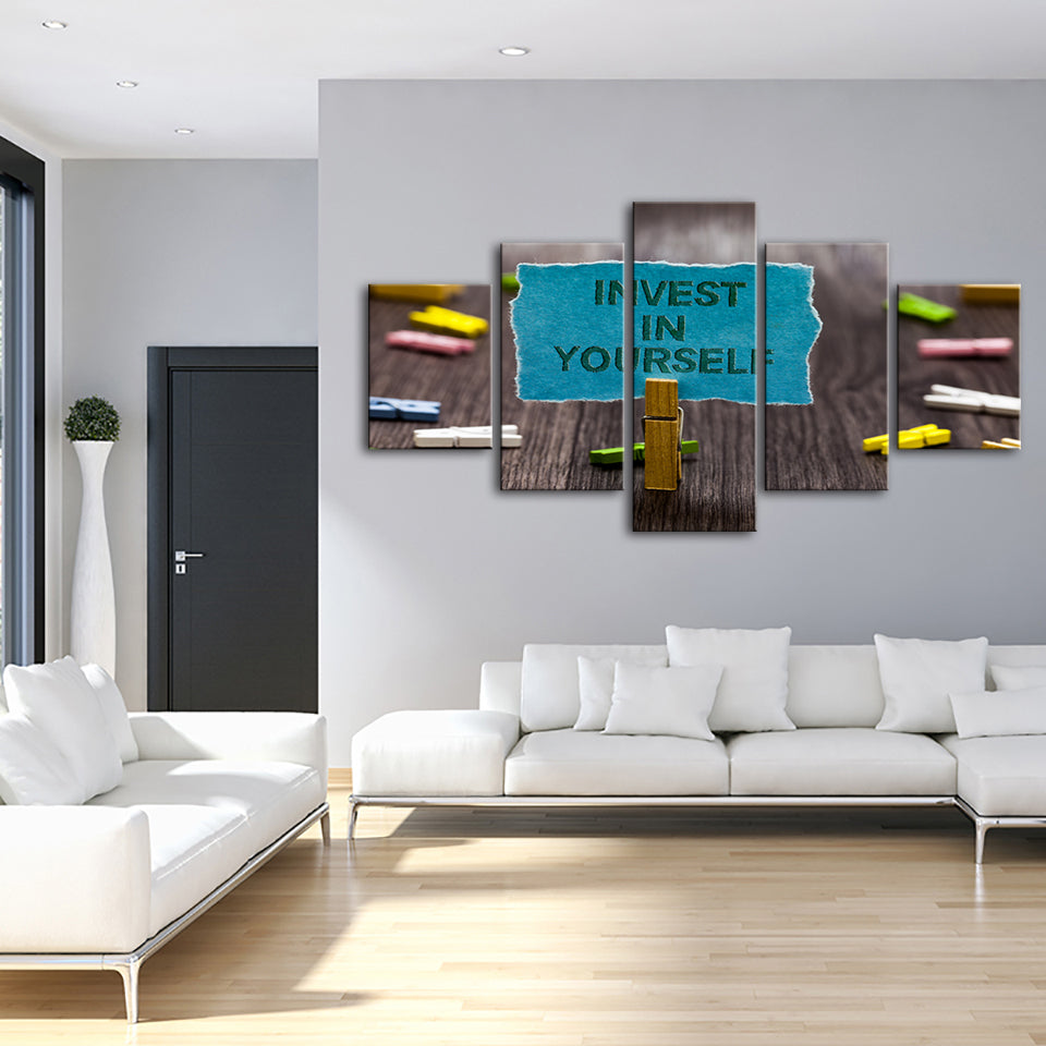 Invest In Yourself 5 Piece - Canvas Wall Art Painting | Bowlift