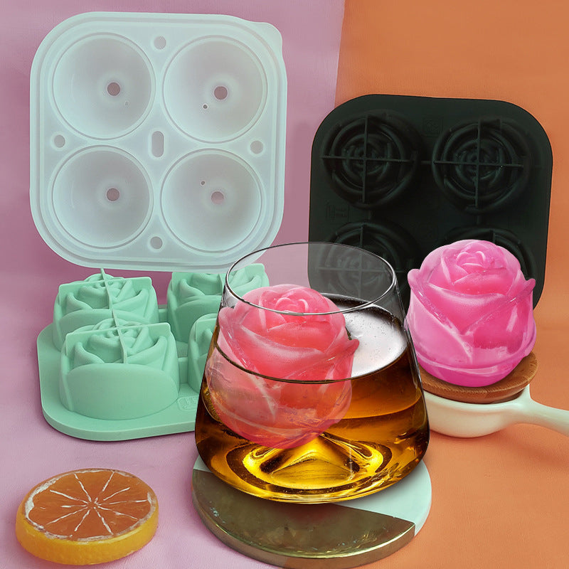 4-Compartment Large Rose Ice Cube Mold | Bowlift