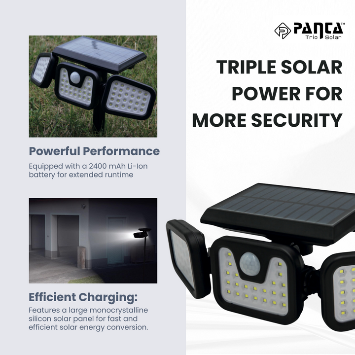 BowLift | Solar-Powered Outdoor Lights – Panta Trio with Motion Sensor for Garden & Security Lighting