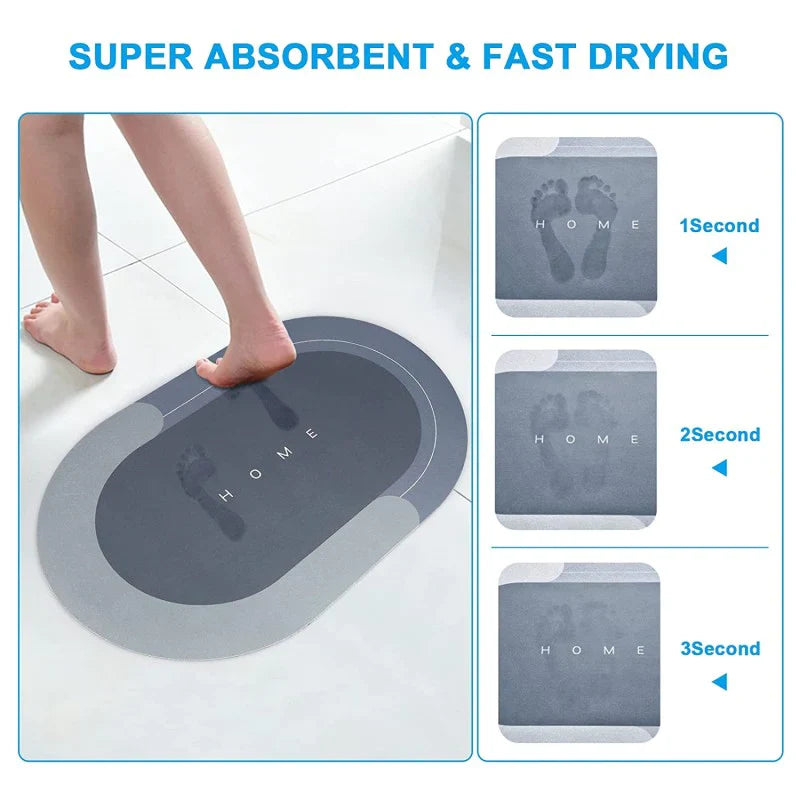Bath Mat Water Absorbent Non-Slip Oval Shape Bowlift
