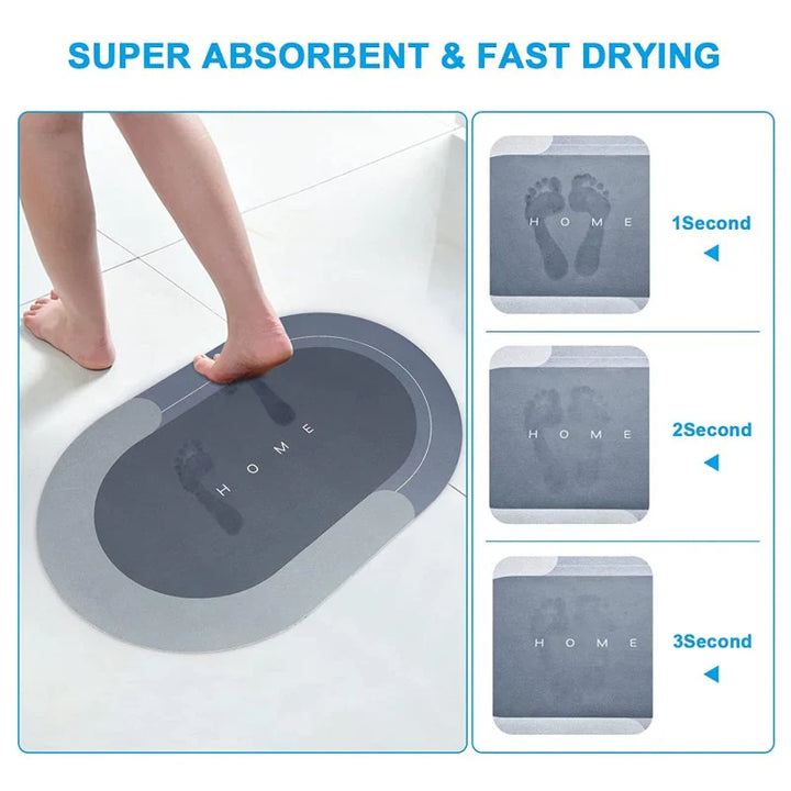Bath Mat Water Absorbent Non-Slip Oval Shape Bowlift