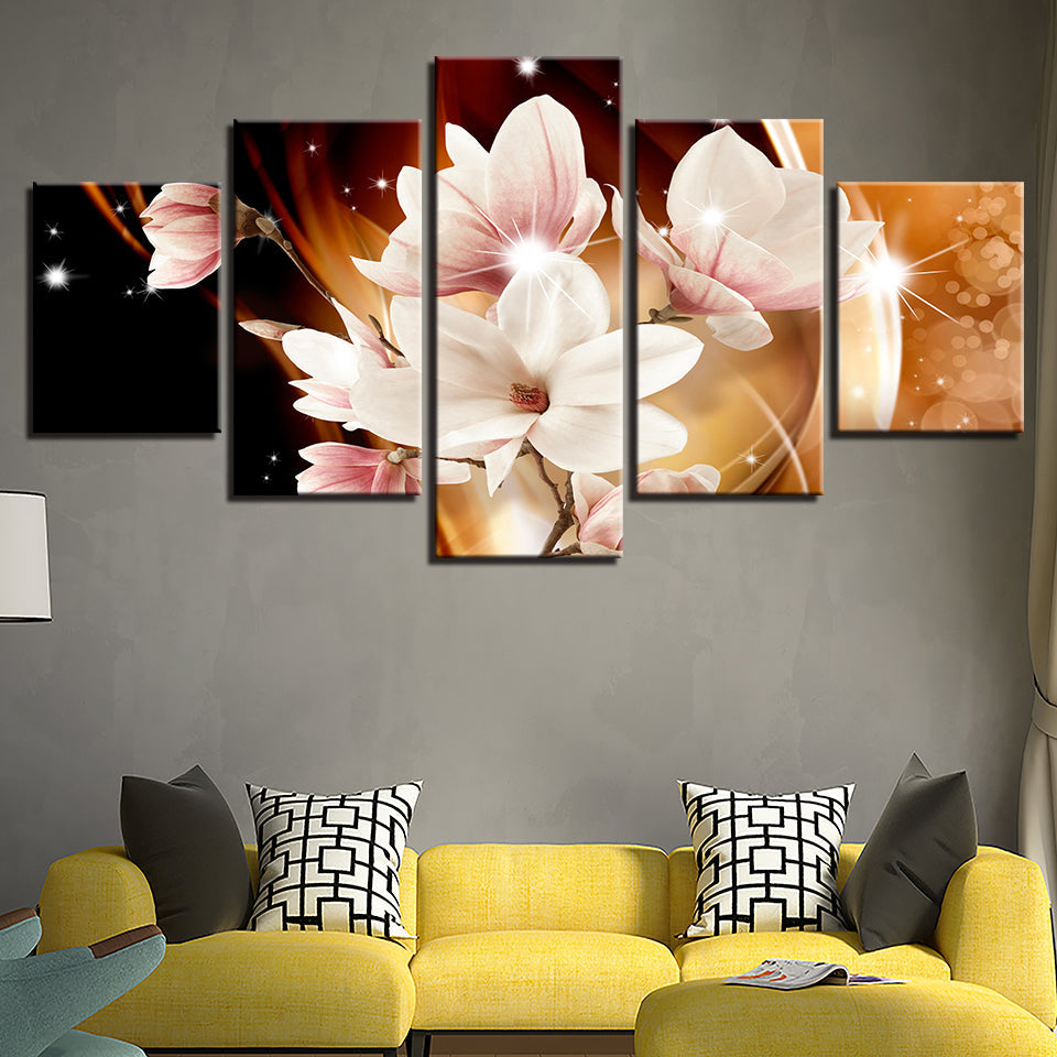 Deep Magnolias 5 Piece - Canvas Wall Art Painting | Bowlift