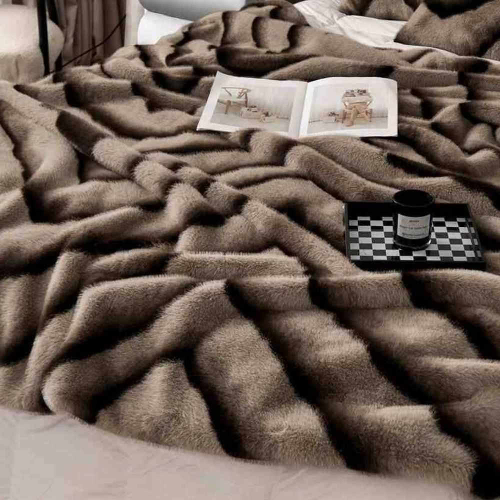 BowLift | Ruched Faux Rabbit Fur Blanket