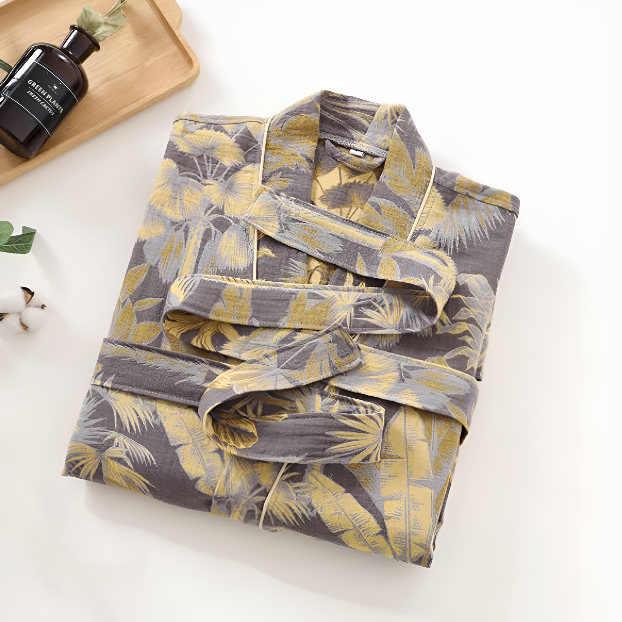 BowLift | Elegant Leaf Print Kimono Bathrobe