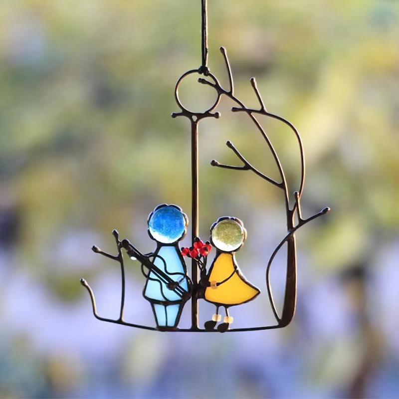 BowLift | Stained Glass Sun Catcher – Hand-Painted Hanging Angel Window Ornament