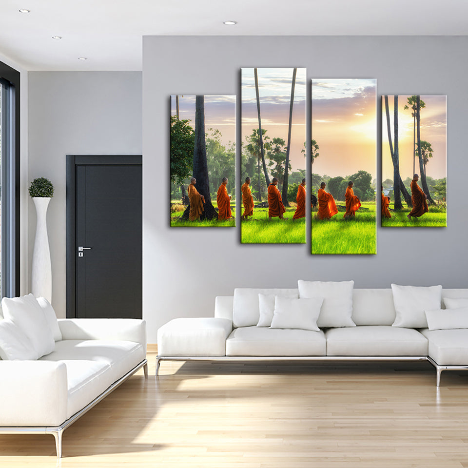 Morning Walk 4 Piece - Canvas Wall Art Painting | Bowlift