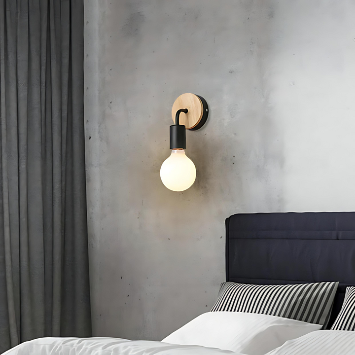 LumiEra - Elegant wall lamp made of iron and wood in Nordic style | Bowlift